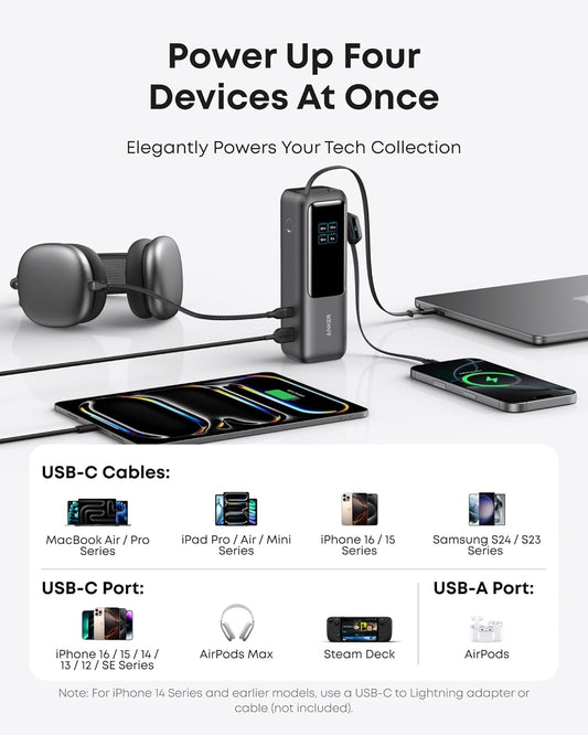 Anker Power Bank, 25,000mAh 165W Ultra-Fast Portable Charger for Laptops.