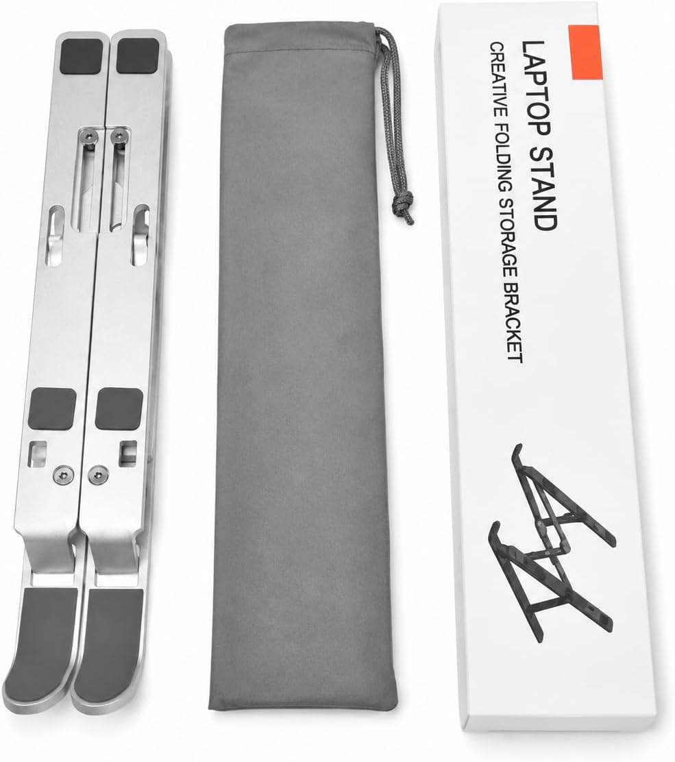 Portable Aluminum Laptop Stands for Desk - Adjustable Lightweight Compatible with Laptop, MacBook & Chromebook