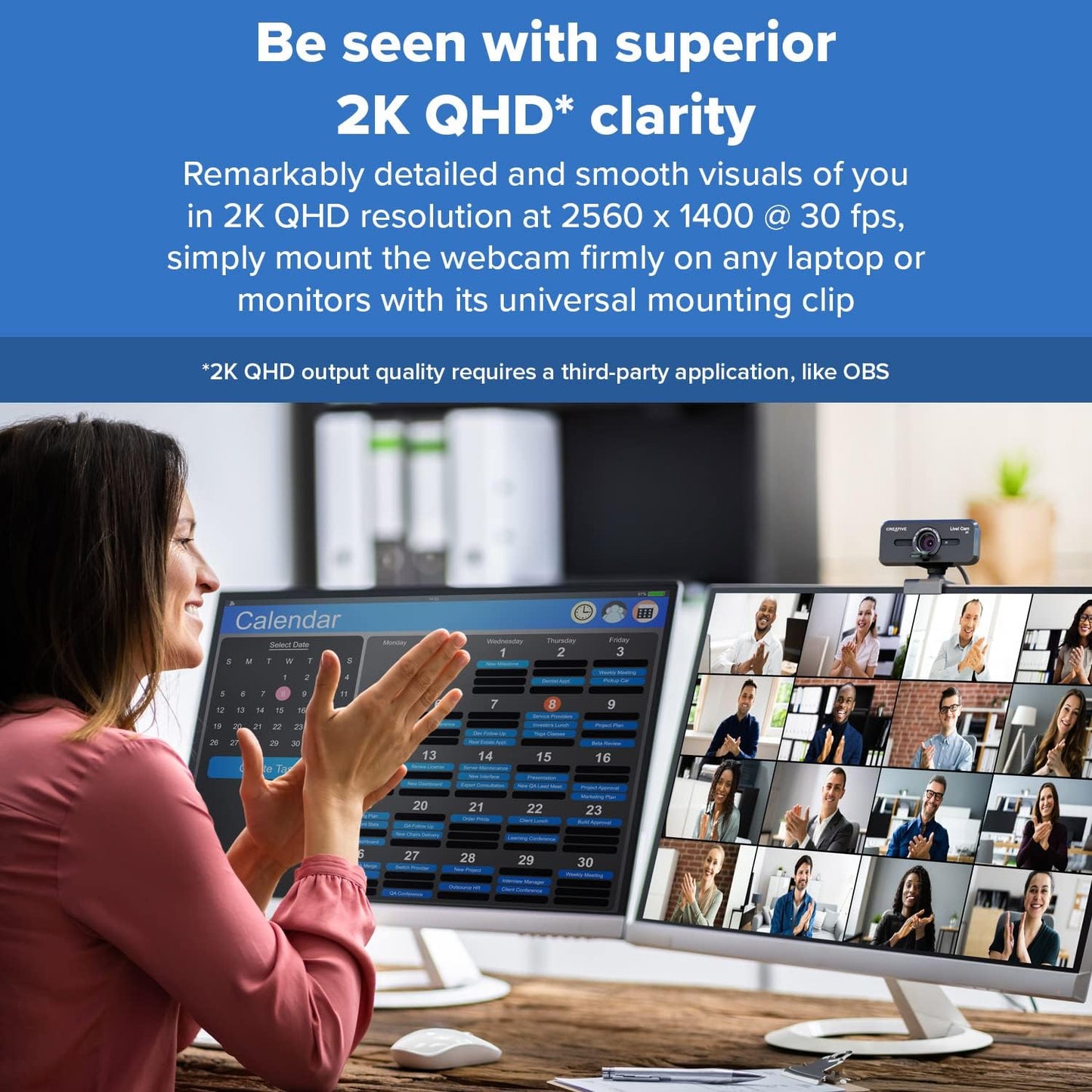 Creative Live! Cam Sync V3 2K QHD USB Webcam with 4X Digital Zoom| 2 Mics, for PC and Mac.
