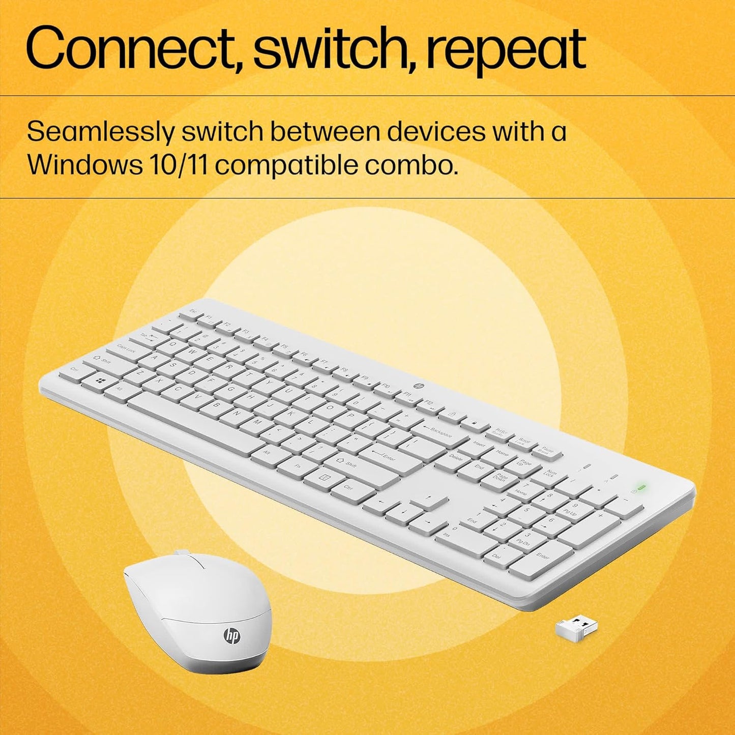 HP 230 Wireless White Keyboard and Mouse Combo 1600 DPI.