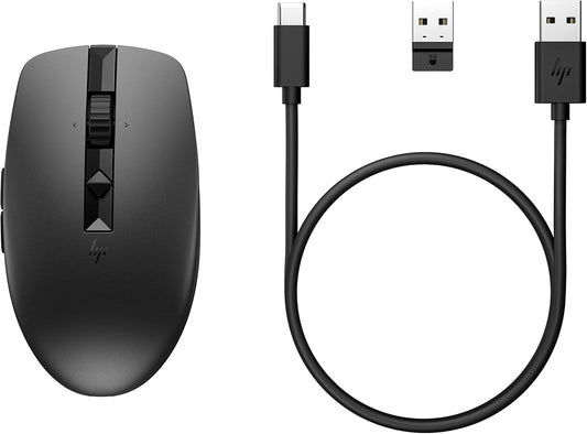 HP 710 Mouse | Rechargeable via USB-C | 6 Buttons | 3000 DPI| 2.4GHz Dongle or Bluetooth
