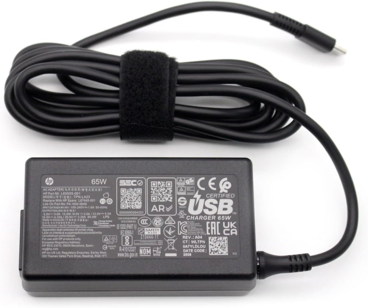 HP Laptop Original Type C Charger| 65W| Universally compatible with USB-C smartphones