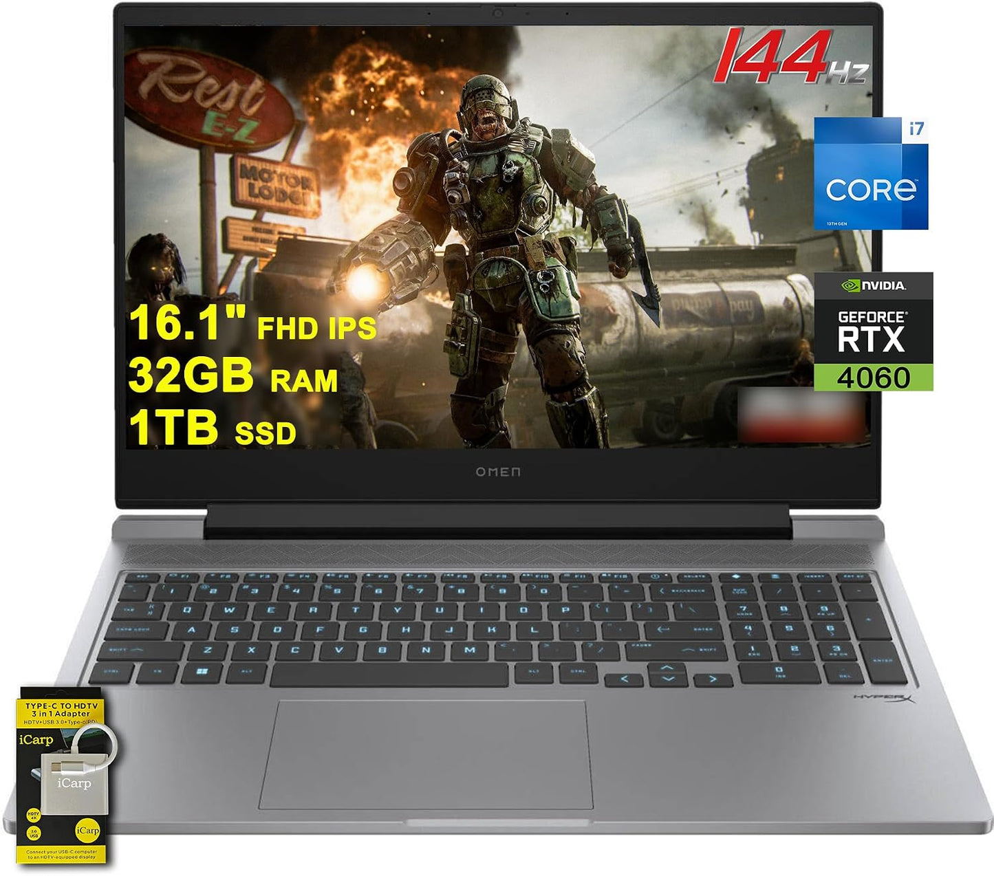 HP Omen 16 Gaming Laptop| 16.1" FHD IPS 144Hz| Intel 16-core i7-14650| 32GB RAM| 1TB SSD| GeForce RTX 4060 8GB  RGB. Open Box