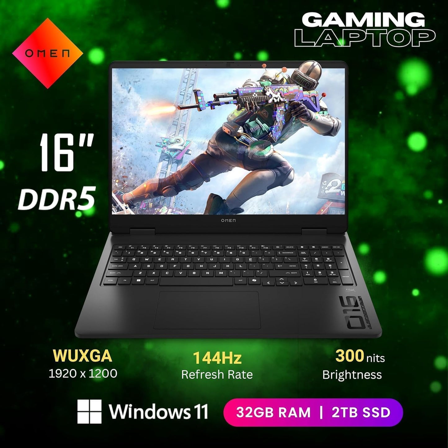 HP OMEN 16 Gaming Laptop| 2K 144Hz FHD IPS Display, Intel Core Ultra 7 255H, 32GB RAM, 1TB SSD, GeForce RTX 5060 8GB GPU. OPEN BOX