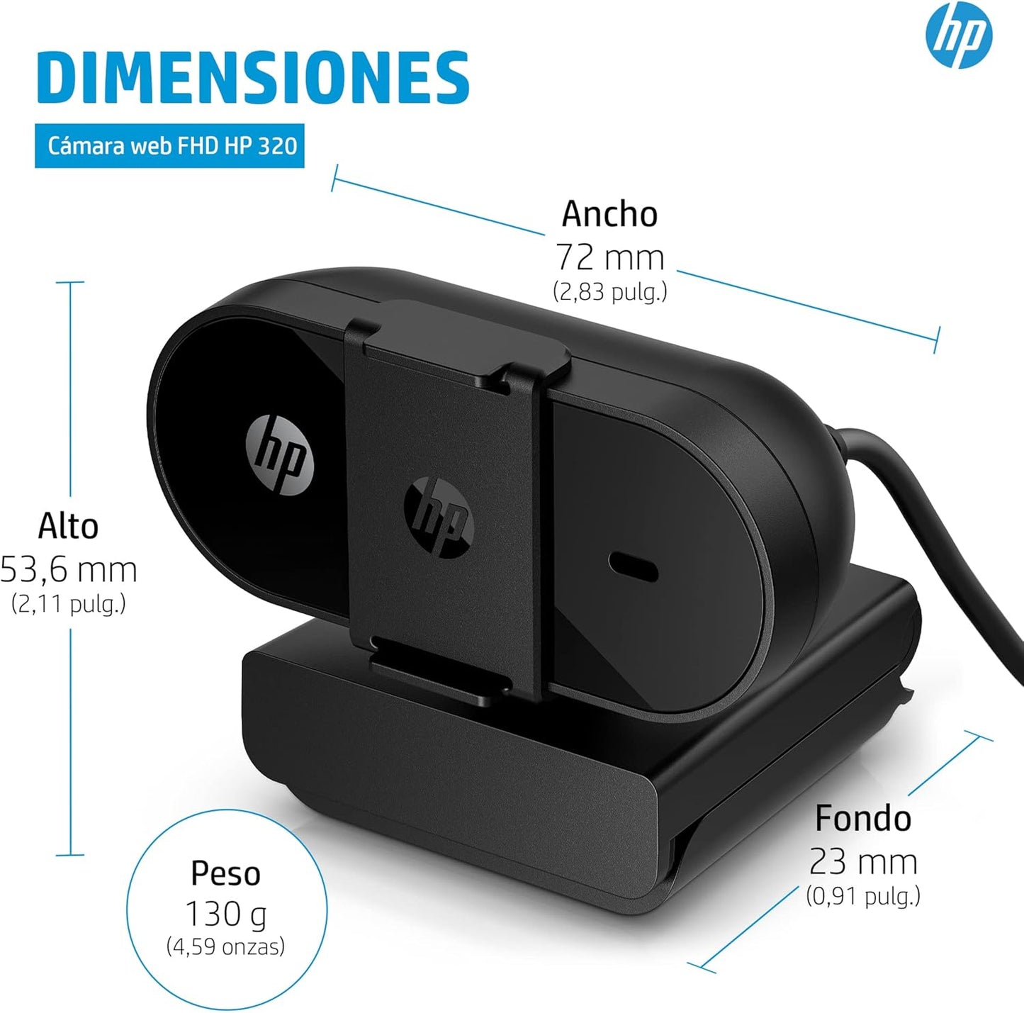 HP PC Webcam 320, 1080p FHD webcam, Compatible with Chrome Built-in Microphone.