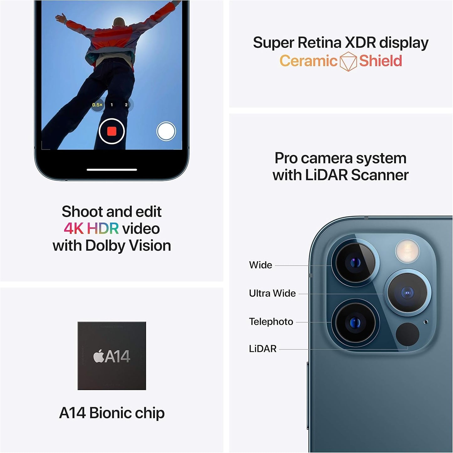 Apple iPhone 12 Pro with Facetime| 256GB| Renewed.