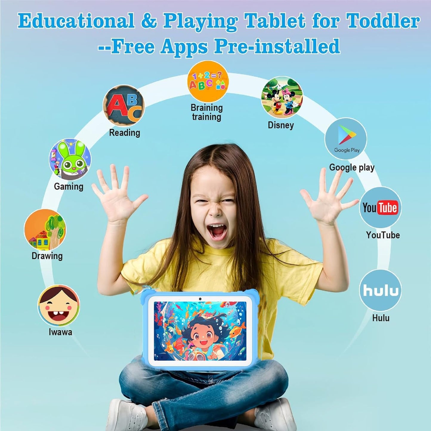 Atouch Q42 Kids Tablet with Writing LCD - 7" Android Tablet with 8GB RAM, 256GB 5G WiFi.