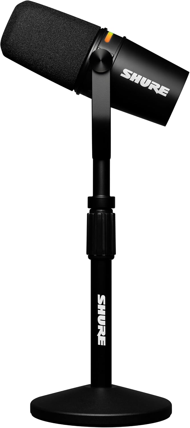 Shure MV7+ Podcast Microphone Bundle, Enhanced Audio, LED Touch Panel