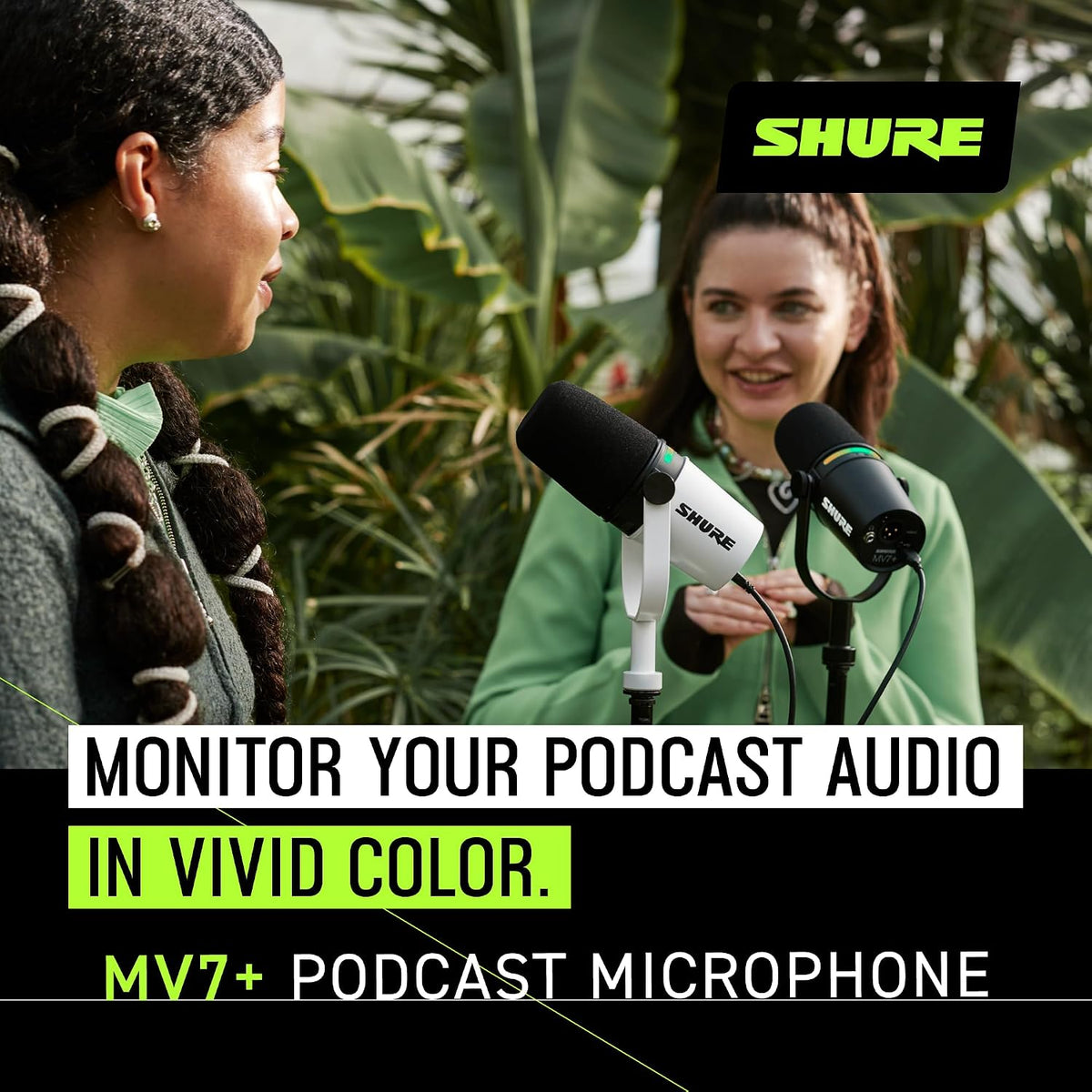 Shure MV7+ Podcast Microphone Bundle, Enhanced Audio, LED Touch Panel