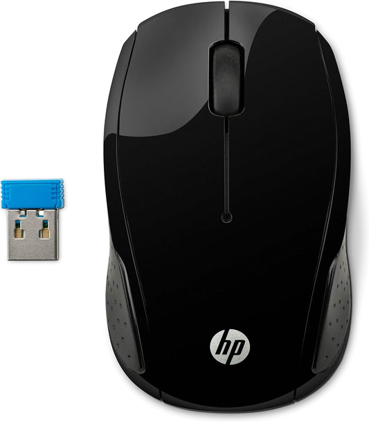 HP 200 Black 2.4 GHz USB Wireless Mouse with Red LED 1000 DPI Optical Sensor.
