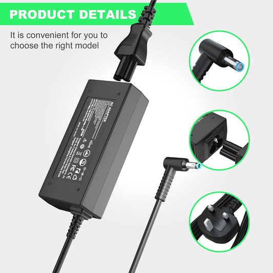 HP Laptop Charger 65W — Slim Blue Pin (Pavilion, EliteBook, Envy)