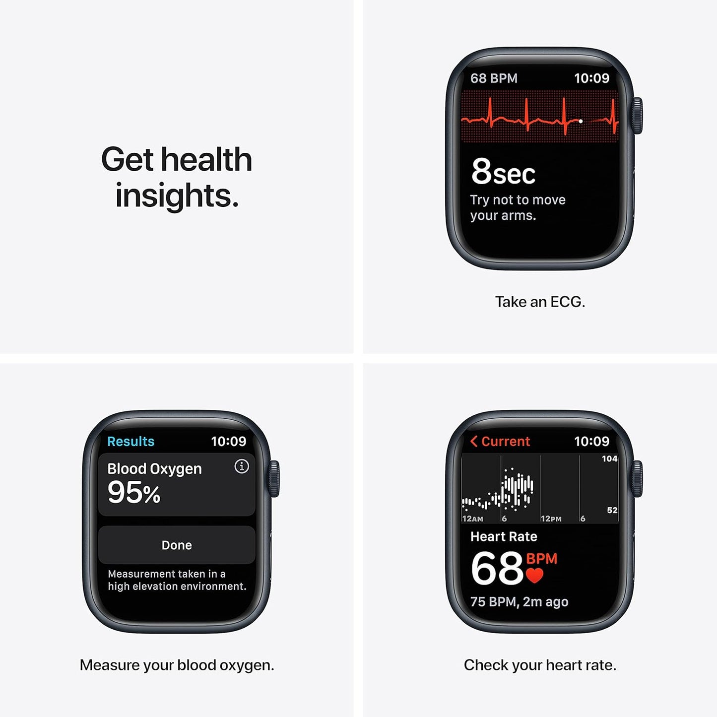 Apple Watch Series 7 (GPS, 45mm) Smart watch - Midnight Aluminium. Renewed