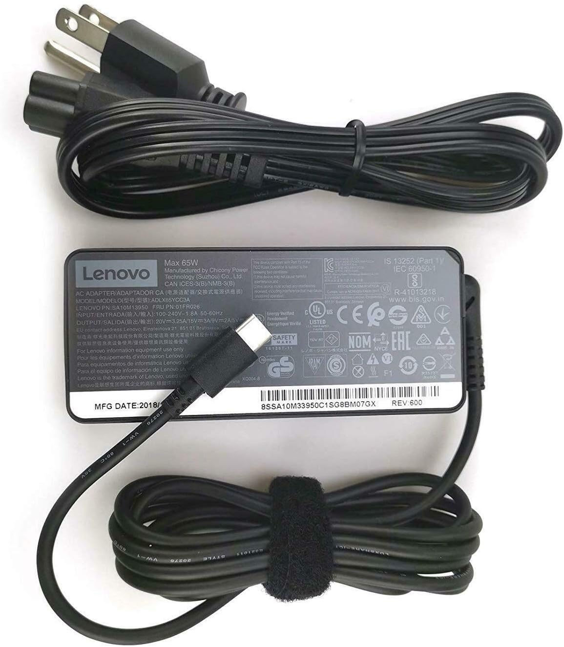 Lenovo Laptop Original USB Type-C charger| 65W Standard AC Adapter.