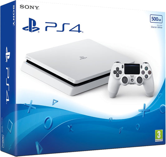 Sony PlayStation 4 Slim Console| 500GB |  with 2 DualShock Controller| Glacier White. Renewed