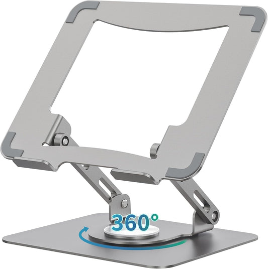 Aluminum  laptop stand with 360 rotating base, portable foldable  Compatible with 10-17.3 Inch