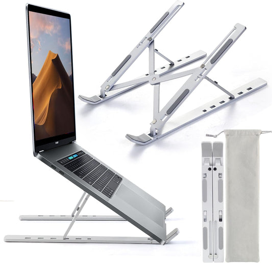 Portable Aluminum Laptop Stands for Desk -  Adjustable Lightweight Compatible with Laptop, MacBook & Chromebook