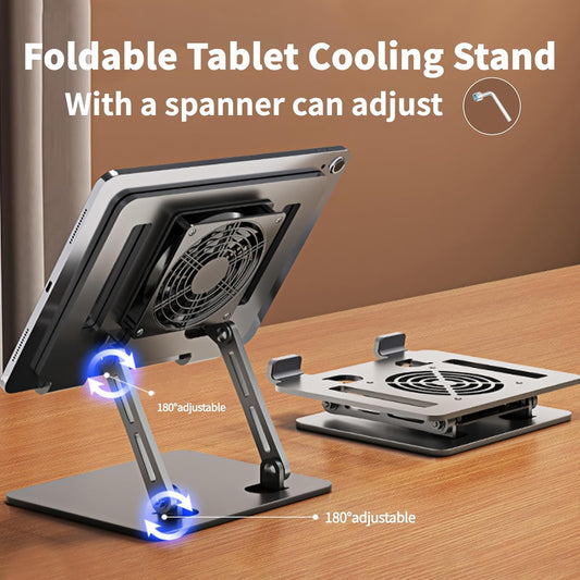 Aluminium Laptop Cooling Stand with  Fan, Adjustable,  Foldable Compatible with 10-17 Inch