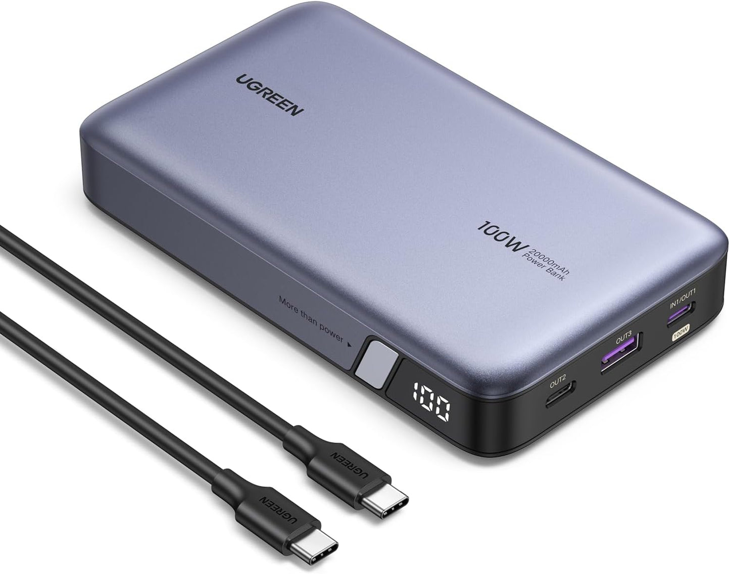 UGREEN Power Bank 20000mAh, 100W Fast Charging Portable Charger for Laptop.